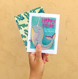 The Noble Paperie - Narwhal Unicorn | Cute Magical Narwhal Happy Birthday Card