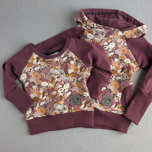 Sew BeYOUtful - Children's Grow with Me Pullover or Hoodie | Black Cherry Floral