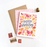 The Noble Paperie - Happy Birthday | Flower Petal Pattern Bright Birthday Card