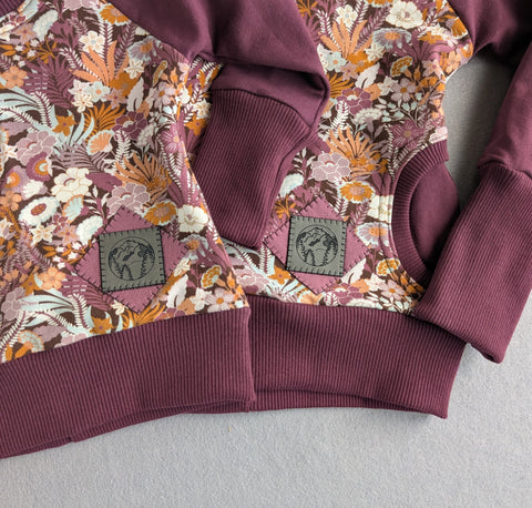 Sew BeYOUtful - Children's Grow with Me Pullover or Hoodie | Black Cherry Floral