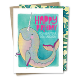 The Noble Paperie - Narwhal Unicorn | Cute Magical Narwhal Happy Birthday Card