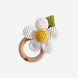 The Blueberry Hill - Cotton Crochet Rattle Teether | White Flower