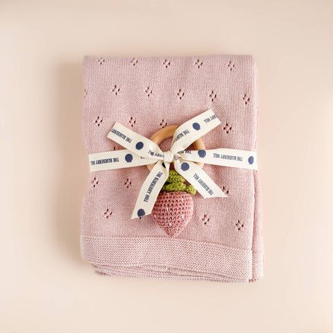 The Blueberry Hill - Crochet Rattle Teether | Strawberry