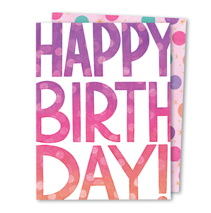 The Noble Paperie - Happy Birthday | Block Lettering Purple Simple Birthday Card