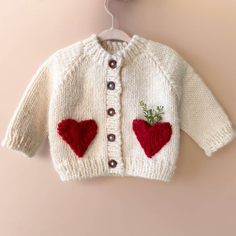 The Blueberry Hill - Heart Cardigan, Red | Baby & Kid Apparel Sweater Valentine's