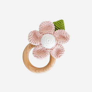 The Blueberry Hill - Cotton Crochet Rattle Teether | Blush Flower