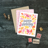 The Noble Paperie - Happy Birthday | Flower Petal Pattern Bright Birthday Card