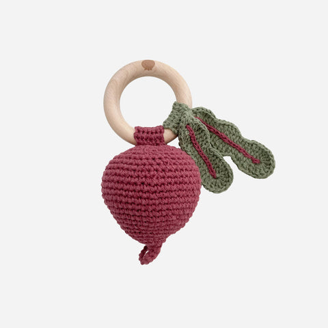 The Blueberry Hill - Cotton Crochet Rattle Teether | Beet