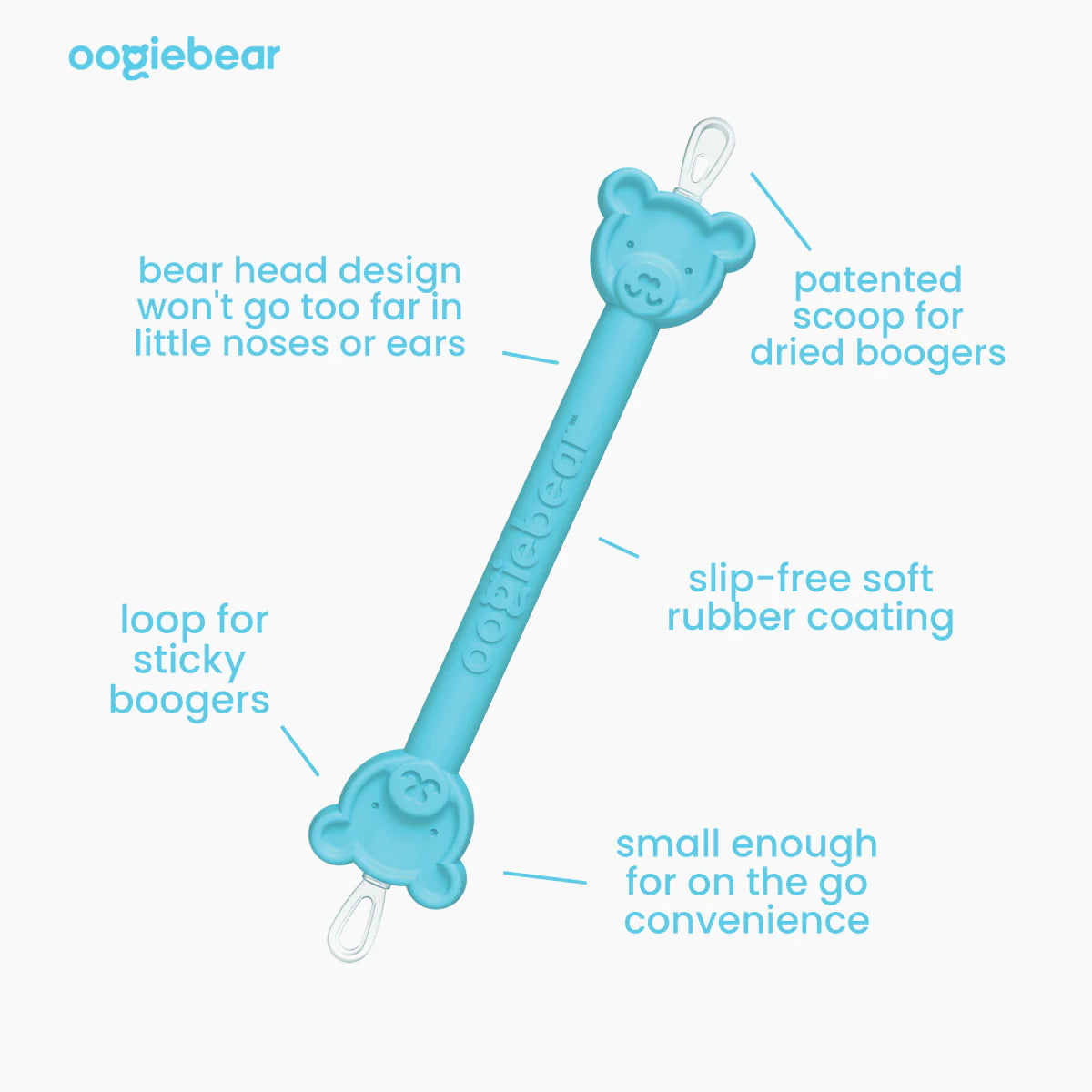 Oogiebear Baby Booger Picker with Case (2-Pack, Raspberry & Seafoam)