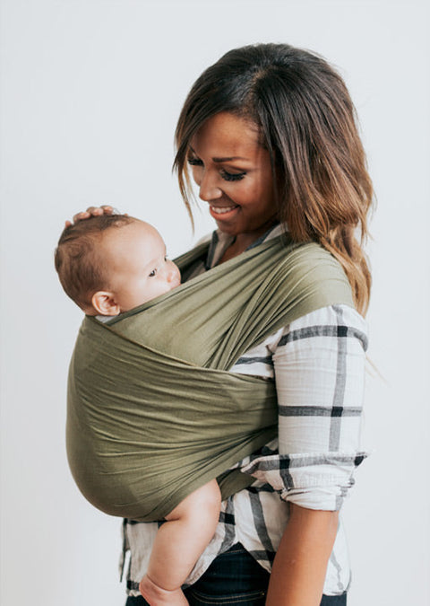 Happy Baby - Stretchy Baby Wrap | Olive Branch + Black Webbing