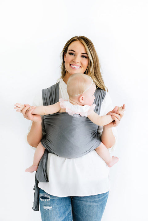 Happy Baby - Stretchy Baby Wrap | Slate + Black Webbing